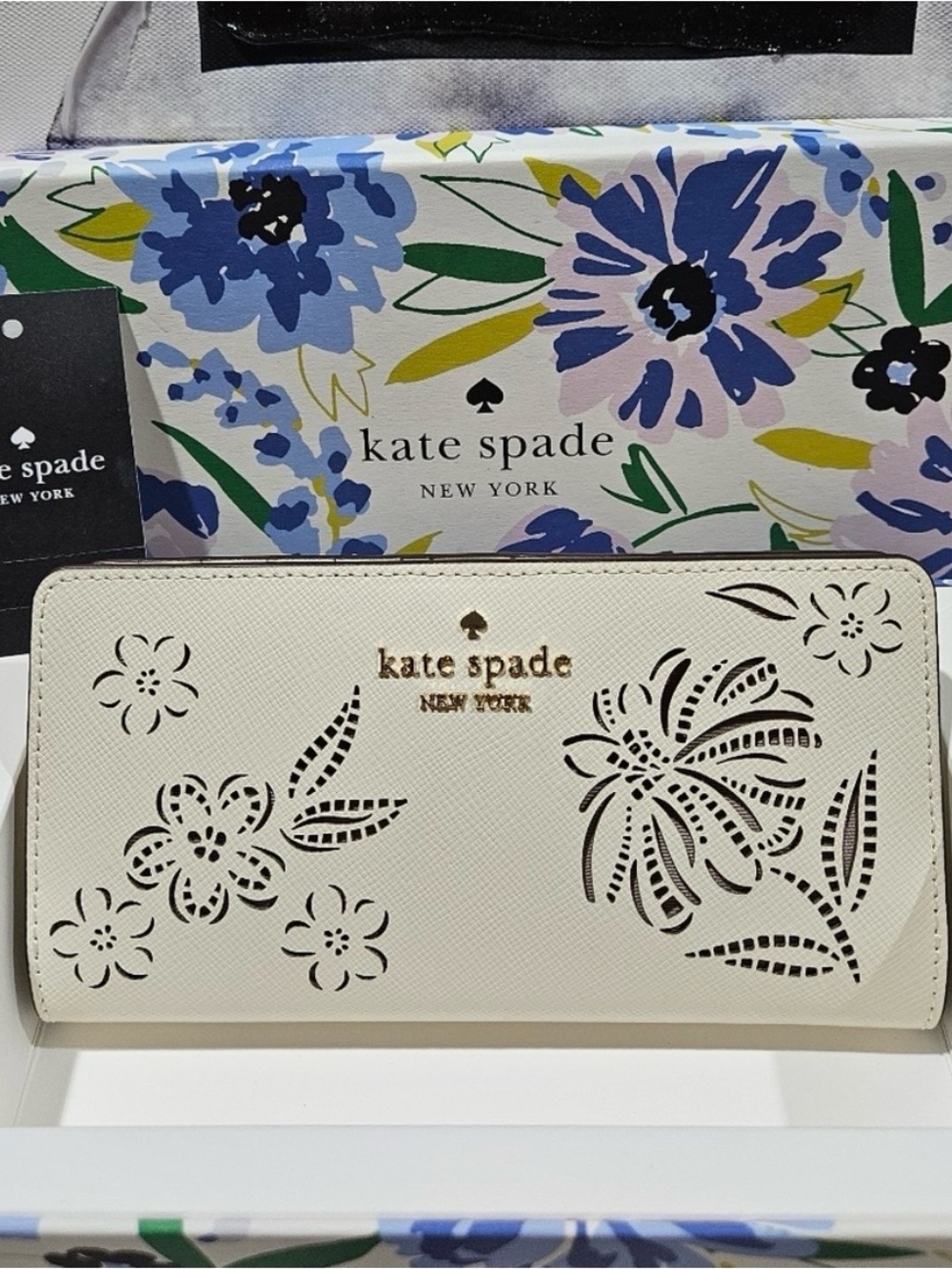 Kate Spade-Madison Perforated Large Slim Bifold Wallet NWT